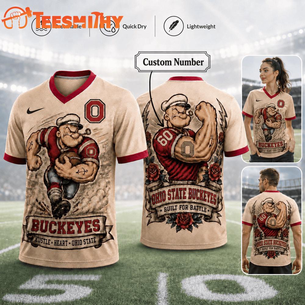 Ohio State Buckeyes NCAA Popeye Vintage Tattoo Football Jersey