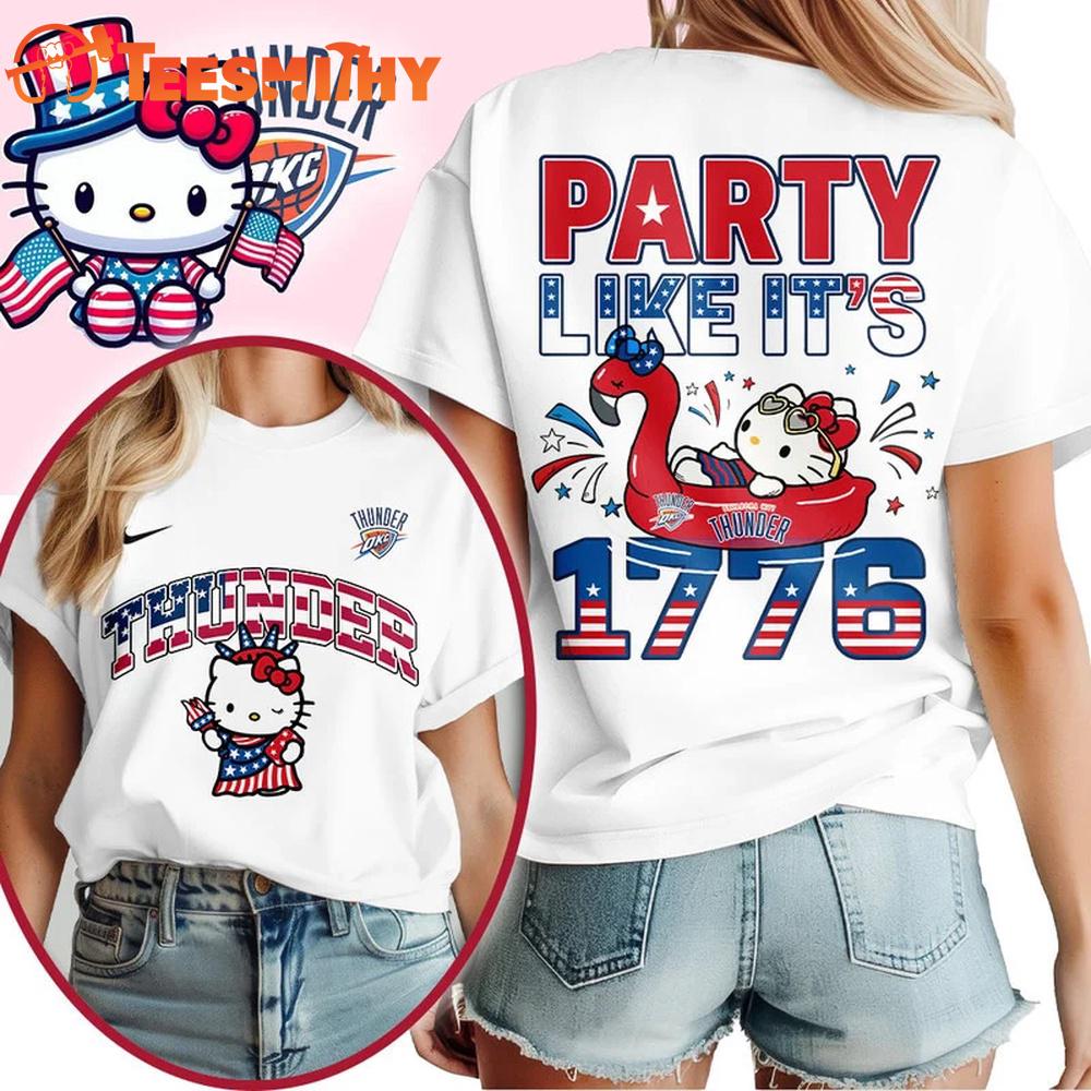 Oklahoma City Thunder 2026 NBA Hello Kitty Independence Day Unisex 3D Shirt