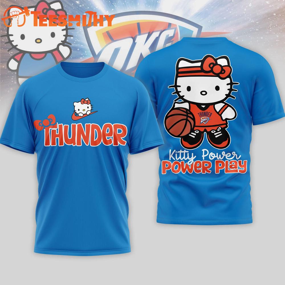 Oklahoma City Thunder 2026 NBA Hello Kitty Power Play 3D T Shirt
