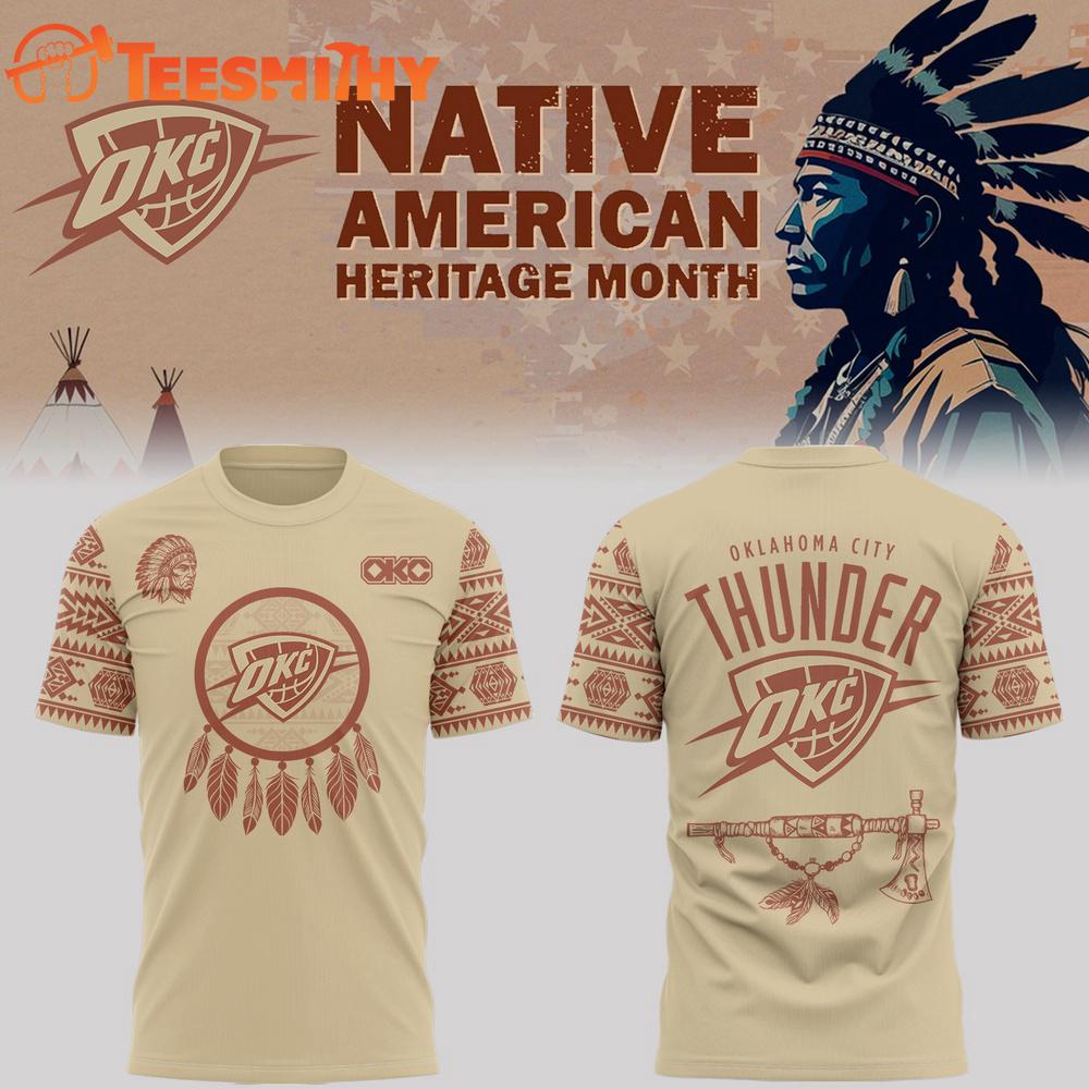 Oklahoma City Thunder x Native American Heritage Month 2025 T Shirt Oklahoma City Thunder x Native American Heritage Month 2025 T Shirt