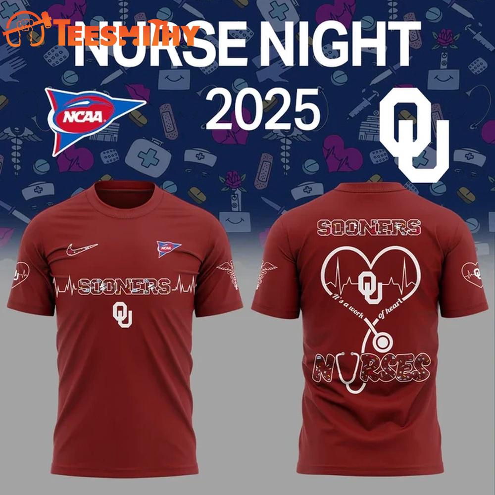 Oklahoma Soners Football NURSES NIGHT 2025 Limited 3D Shirt Oklahoma Soners Football NURSES NIGHT 2025 Limited 3D Shirt