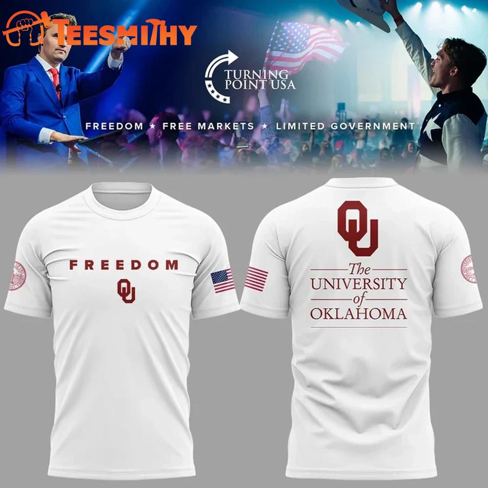 Oklahoma Soners Football x Turning Point USA 2025 White 3D Shirt