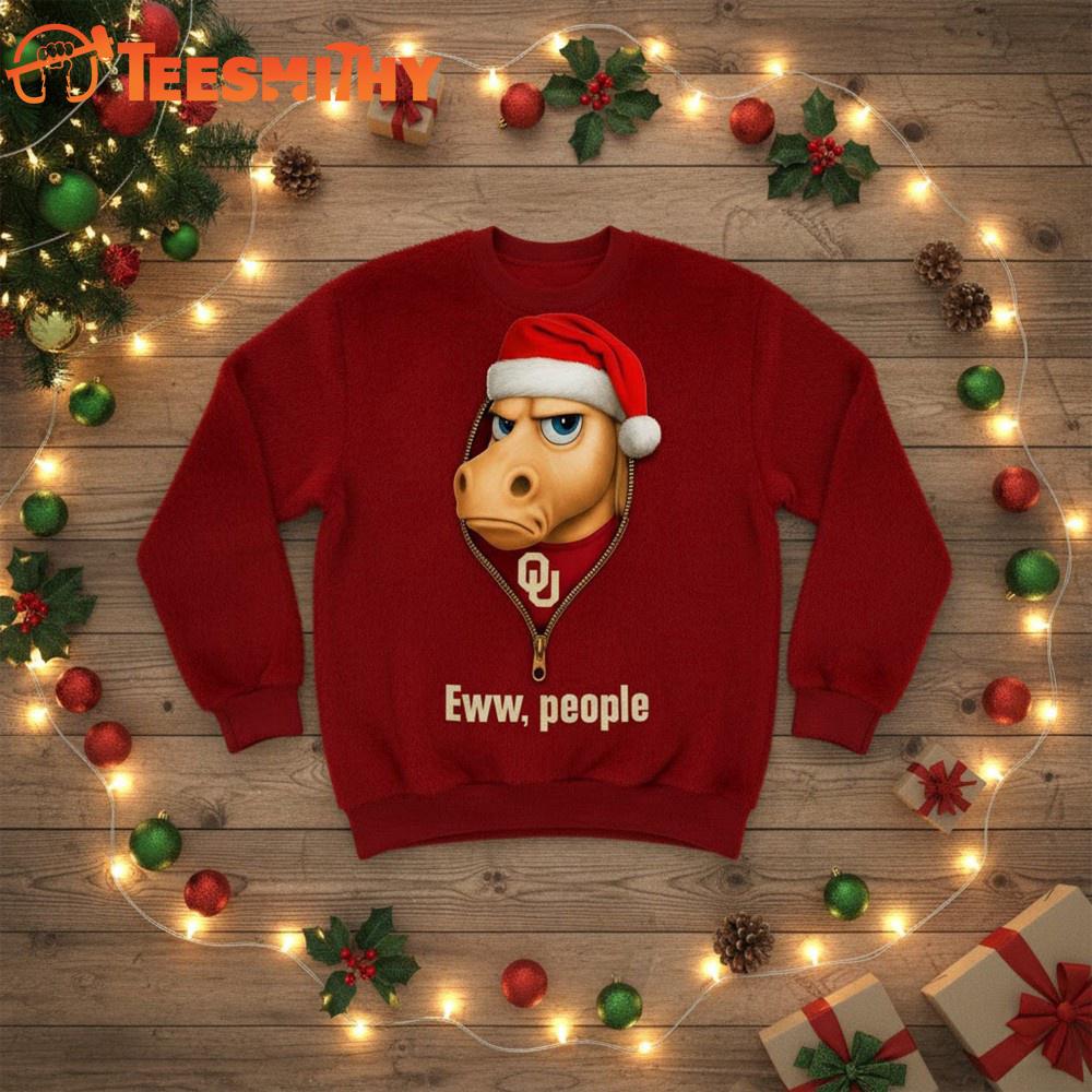 Oklahoma Sooners 2025 NCAA Mascot Eww People Christmas Ugly Sweater Oklahoma Sooners 2025 NCAA Mascot Eww People Christmas Ugly Sweater