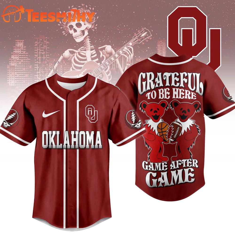 Oklahoma Sooners NCAA College Grateful Dead Sports Baseball Jersey