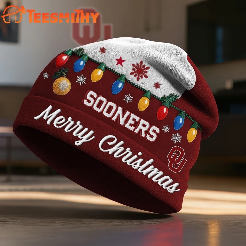 Oklahoma Sooners NCAA Merry Christmas Beanie Hat