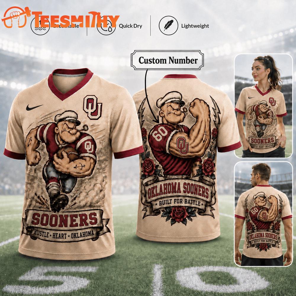 Oklahoma Sooners NCAA Popeye Vintage Tattoo Football Jersey