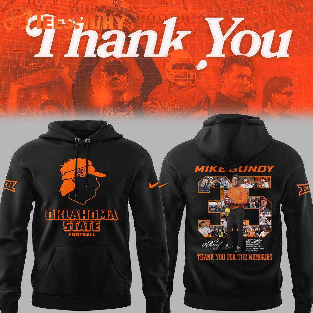 Oklahoma State Cowboys Coach Mike Gundy Thank You For The Memories Black Hoodie