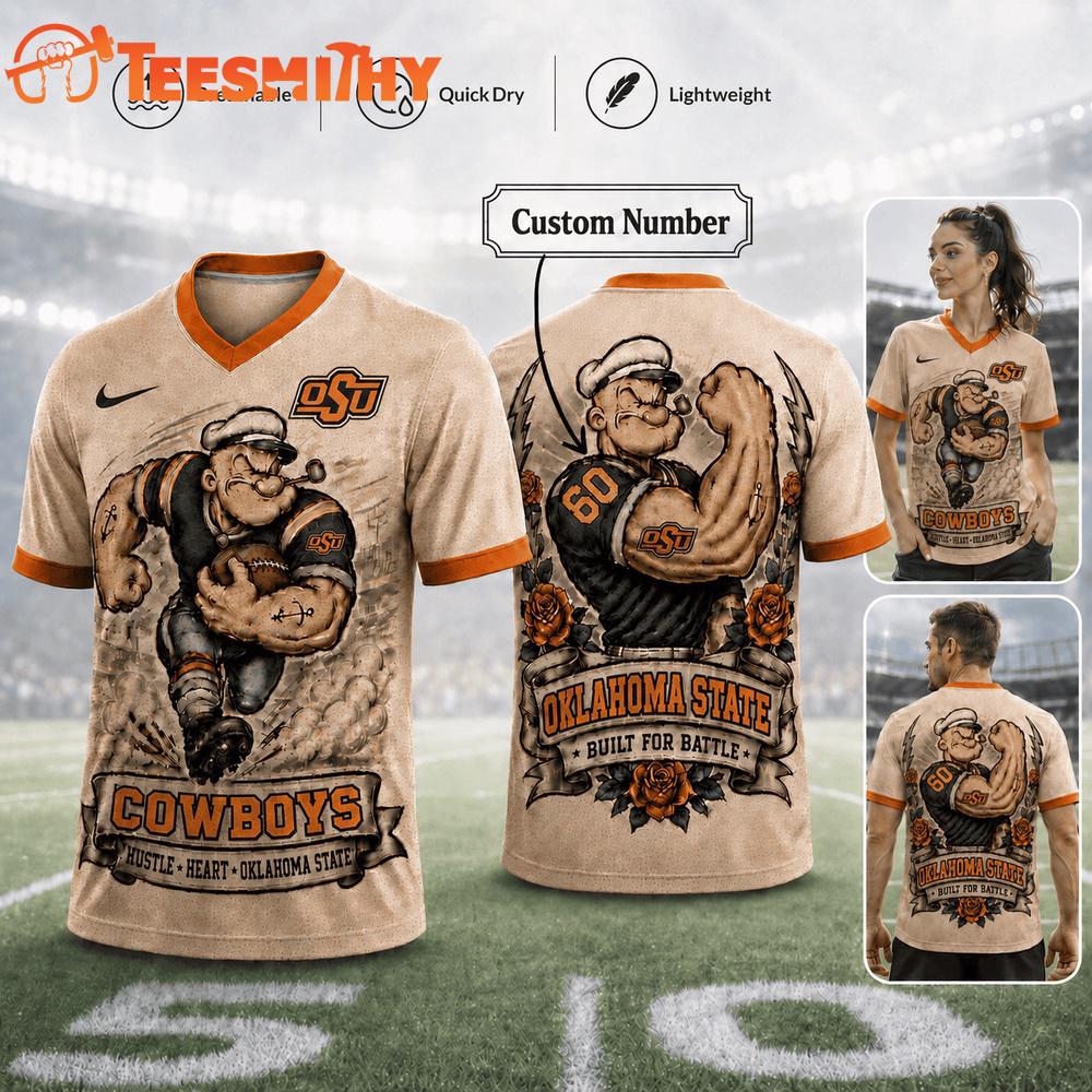 Oklahoma State Cowboys NCAA Popeye Vintage Tattoo Football Jersey