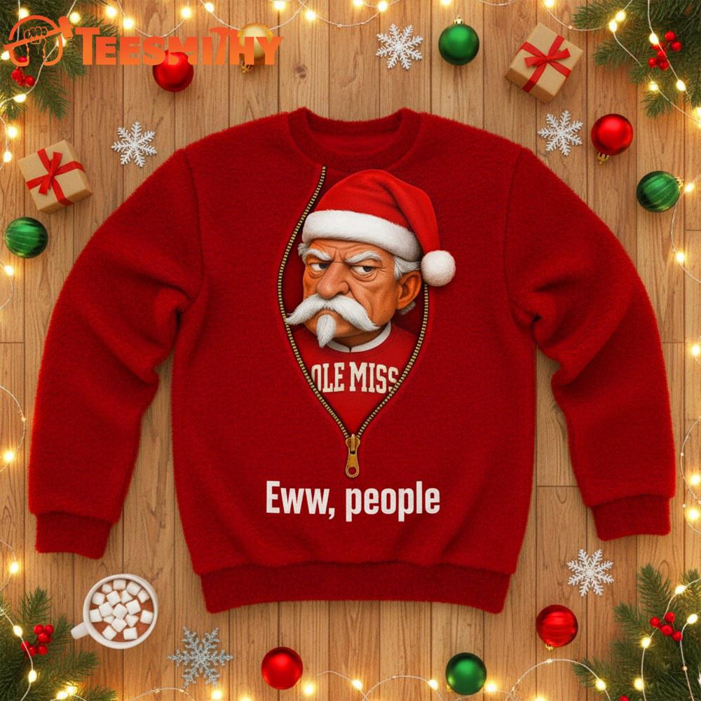 Ole Miss Rebels 2025 NCAA Mascot Eww People Christmas Ugly Sweater Ole Miss Rebels 2025 NCAA Mascot Eww People Christmas Ugly Sweater