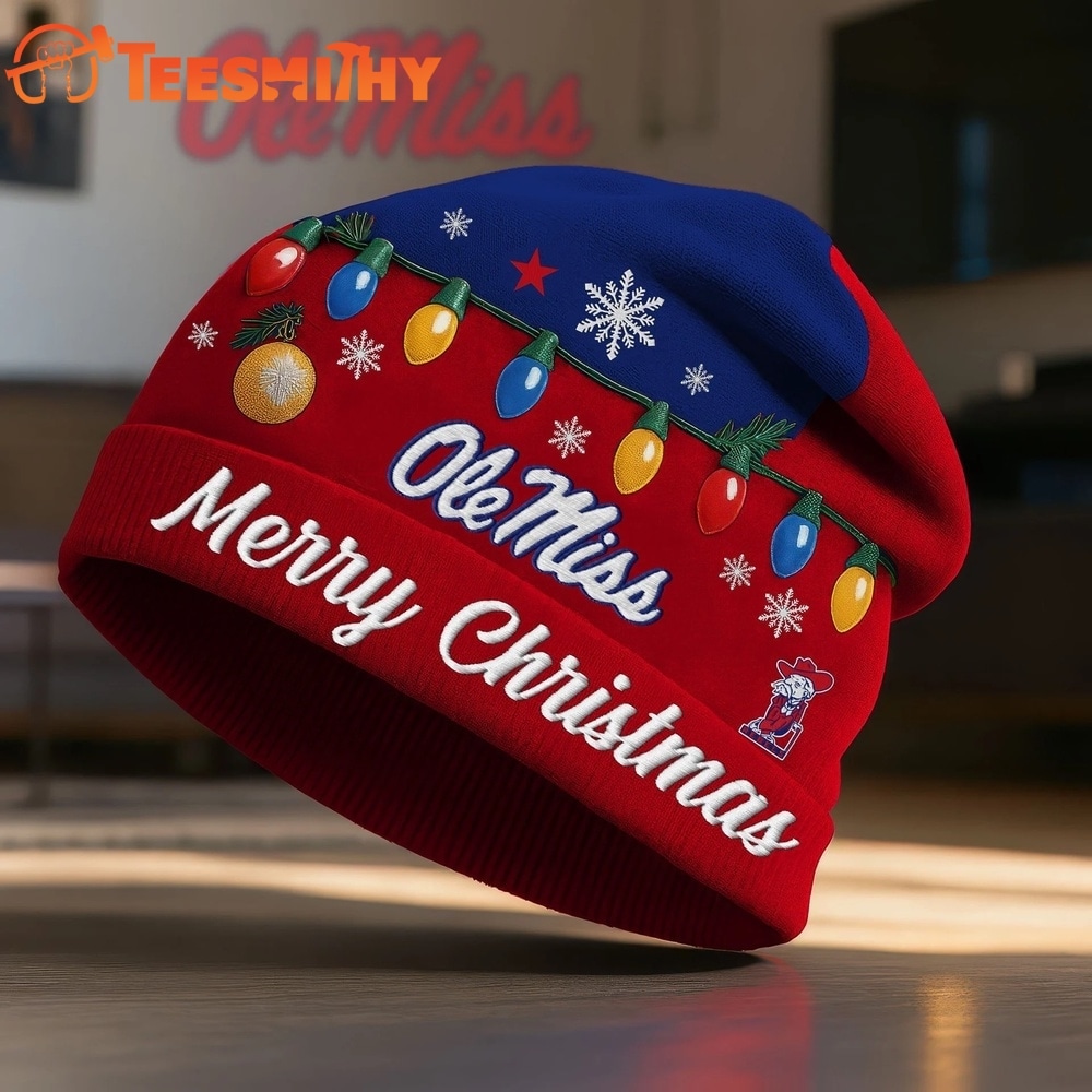 Ole Miss Rebels NCAA Merry Christmas Beanie Hat