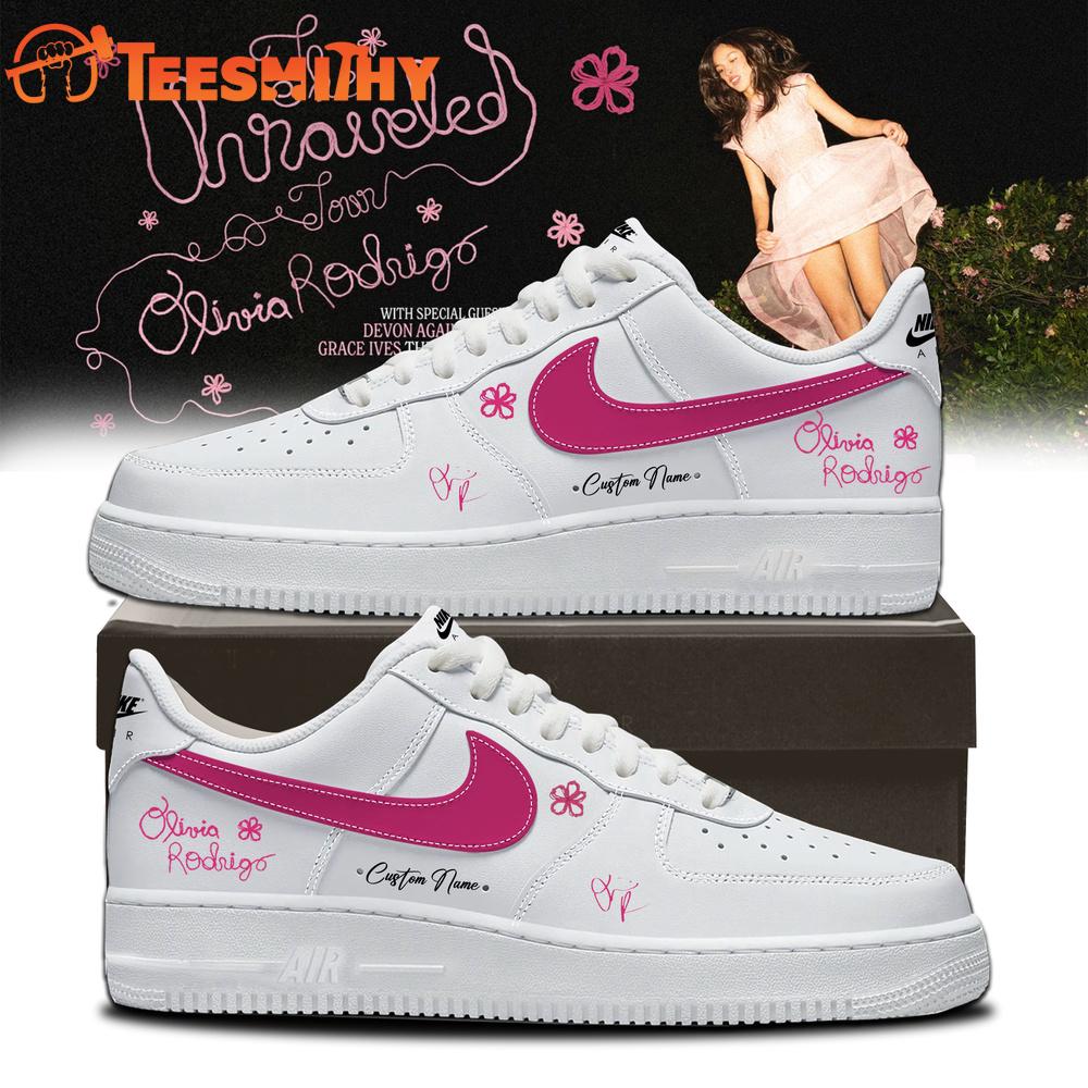 Olivia Rodrigo The Unraveled Tour Signed 2026 White Air Force 1 Shoes Sneaker