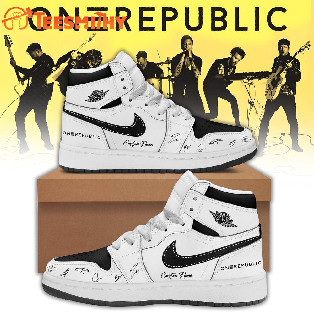 OneRepublic Official Tour 2026 Signature White Air Jordan 1 Hightop Shoes