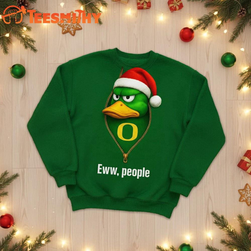 Oregon Ducks 2025 NCAA Mascot Eww People Christmas Ugly Sweater Oregon Ducks 2025 NCAA Mascot Eww People Christmas Ugly Sweater