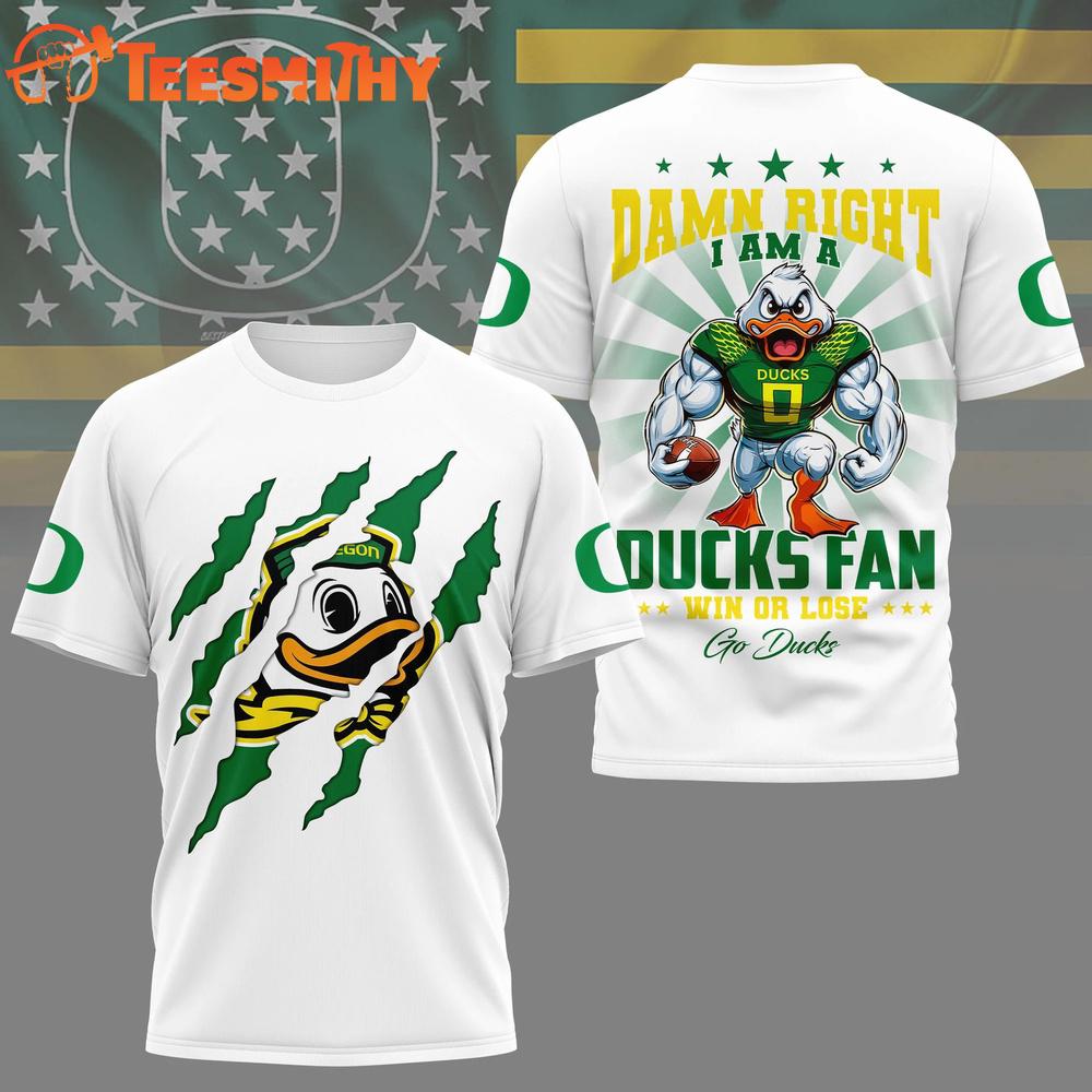 Oregon Ducks 2026 NCAA Go Ducks Mascot Special White 3D Shirt
