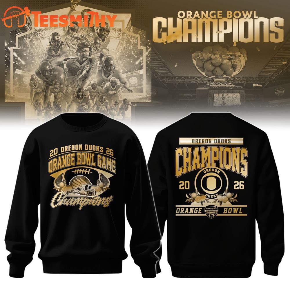 Oregon Ducks Football 2026 Orange Bowl Champions Limited Edition Black Sweatshirt