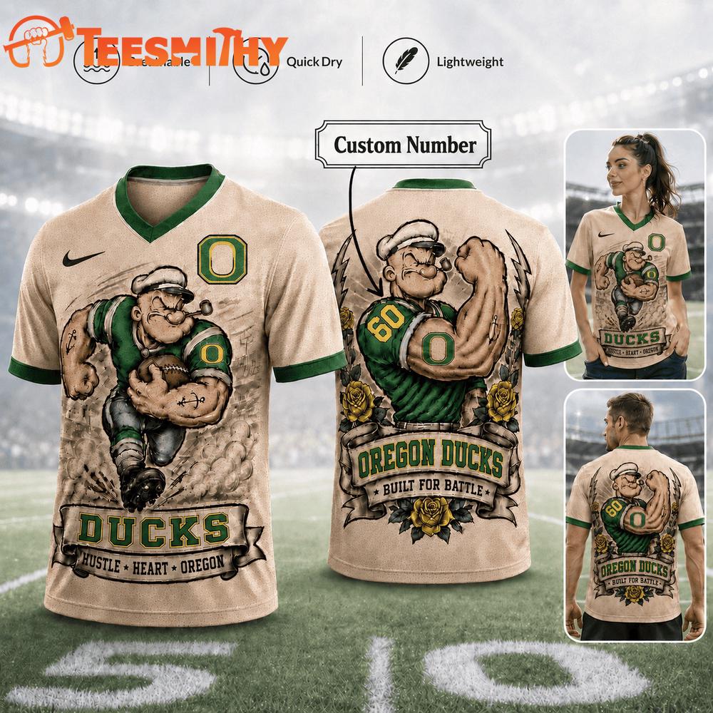Oregon Ducks NCAA Popeye Vintage Tattoo Football Jersey