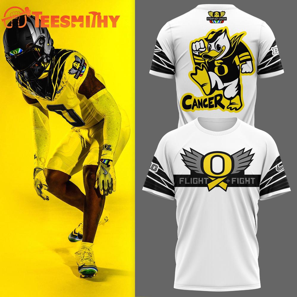 Oregon Ducks Stomp Out Cancer Heroes White Shirt