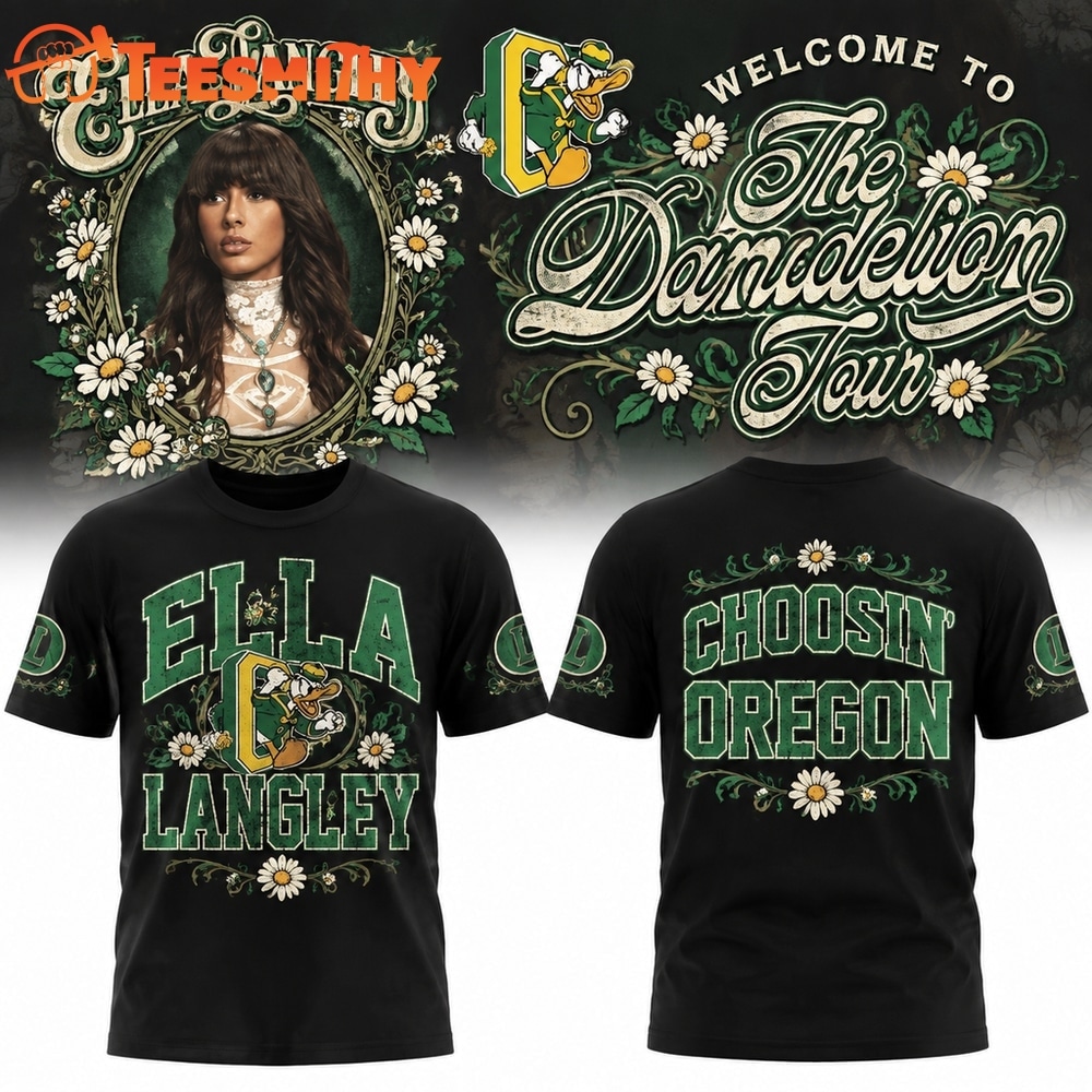 Oregon Ducks x Ella Langley Choosin Oregon The Dandelion Tour 2026 Black T Shirt