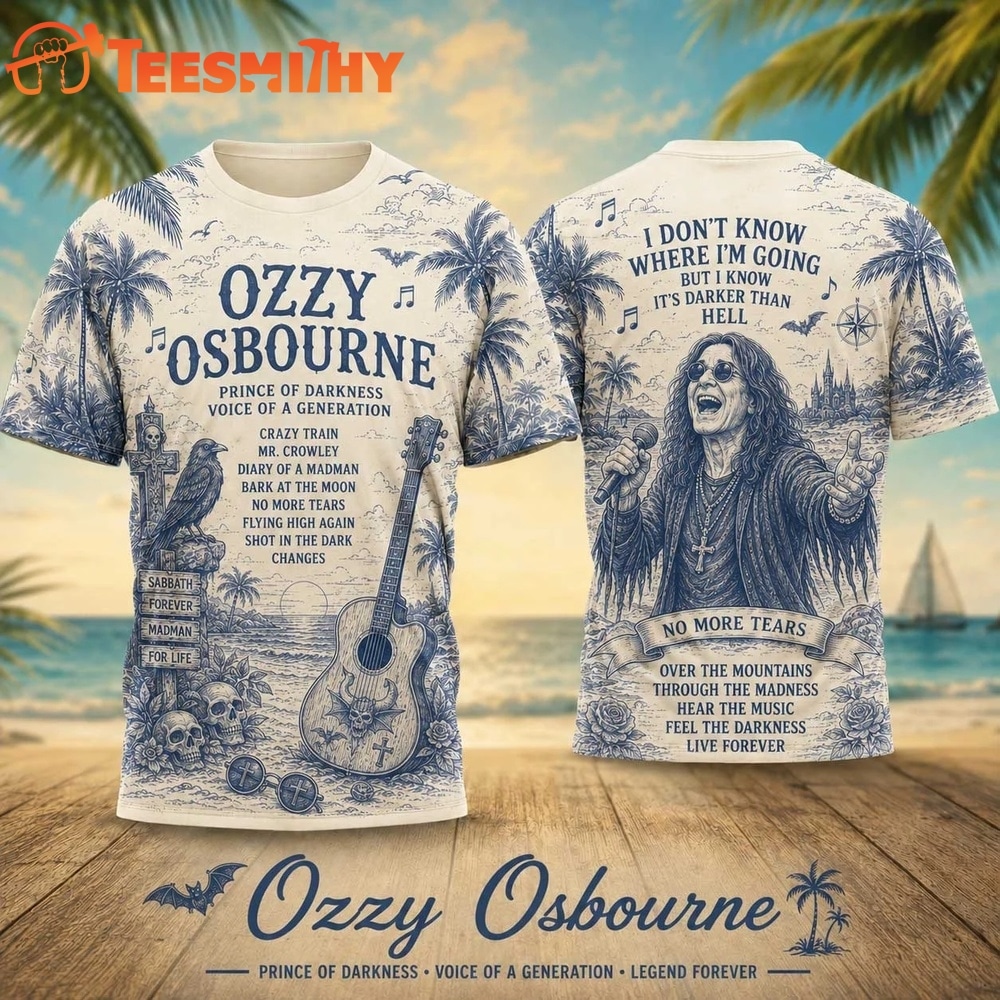 Ozzy Osbourne Tropical Blue Vintage Tour 2026 Vintage 3D Shirt