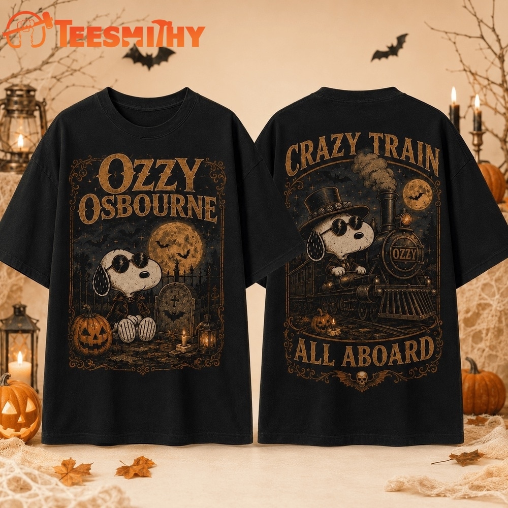 Ozzy Osbourne x Snoopy Halloween Crazy Train All Aboard 3D Shirt
