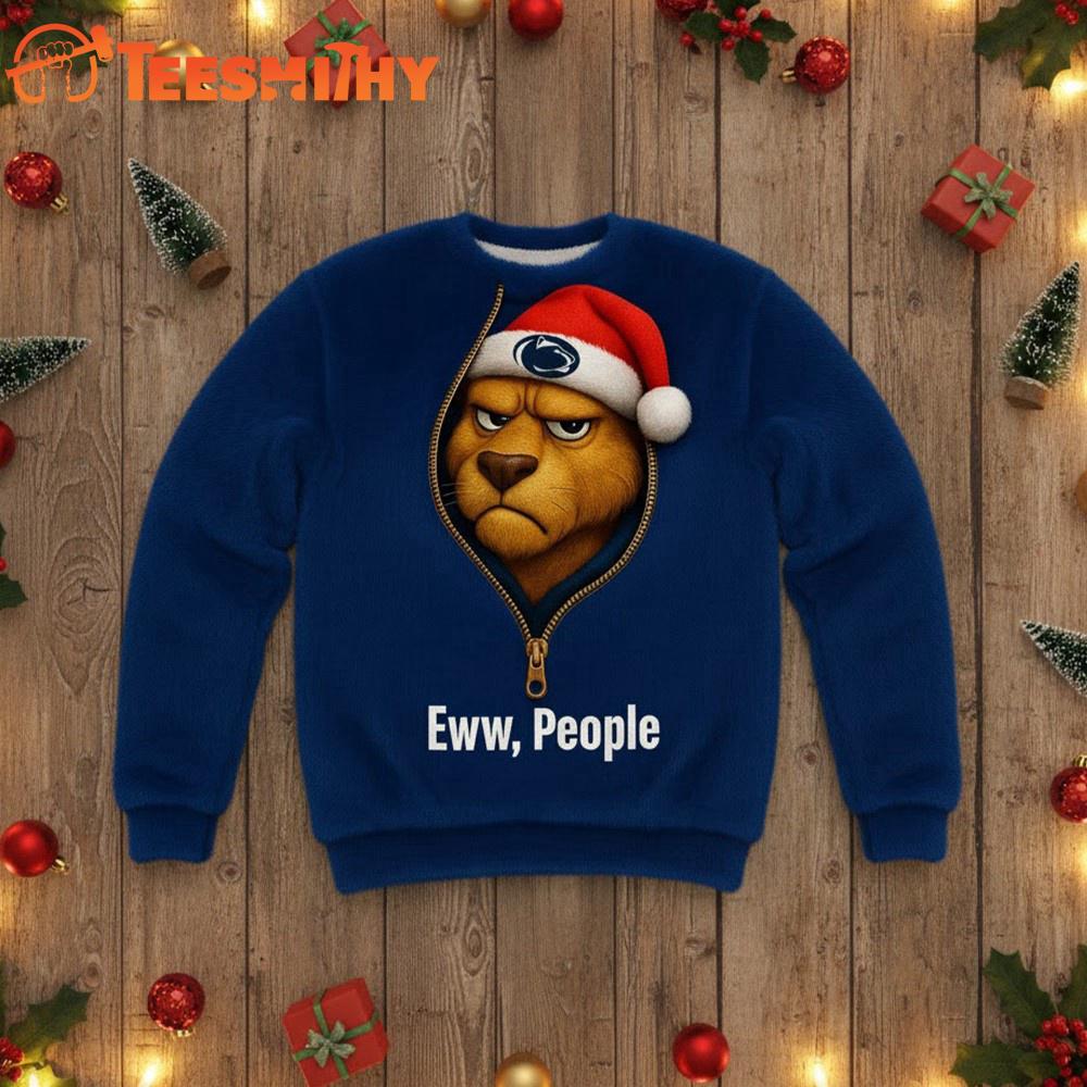 Penn State Nittany Lions 2025 NCAA Mascot Eww People Christmas Ugly Sweater Penn State Nittany Lions 2025 NCAA Mascot Eww People Christmas Ugly Sweater