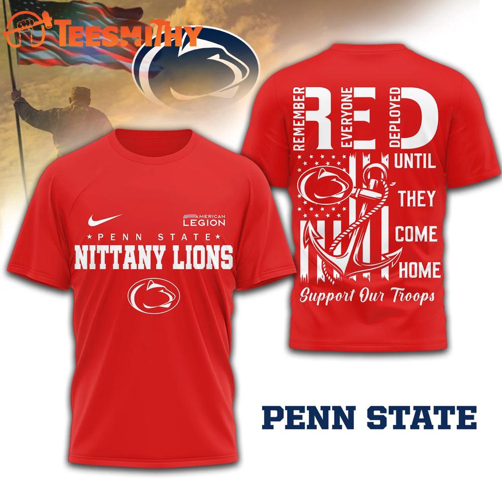 Penn State Nittany Lions 2026 NCAA Red Friday 3D T Shirt