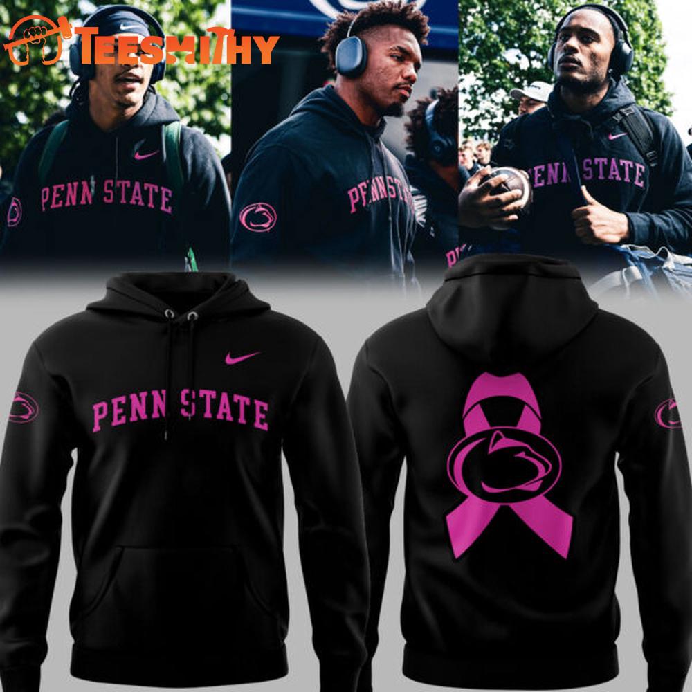 Penn State Nittany Lions Breast Cancer Awareness 2025 Black Hoodie Penn State Nittany Lions Breast Cancer Awareness 2025 Black Hoodie