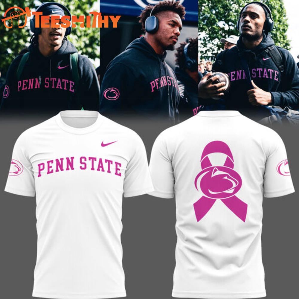 Penn State Nittany Lions Breast Cancer Awareness 2025 White T Shirt Penn State Nittany Lions Breast Cancer Awareness 2025 White T Shirt