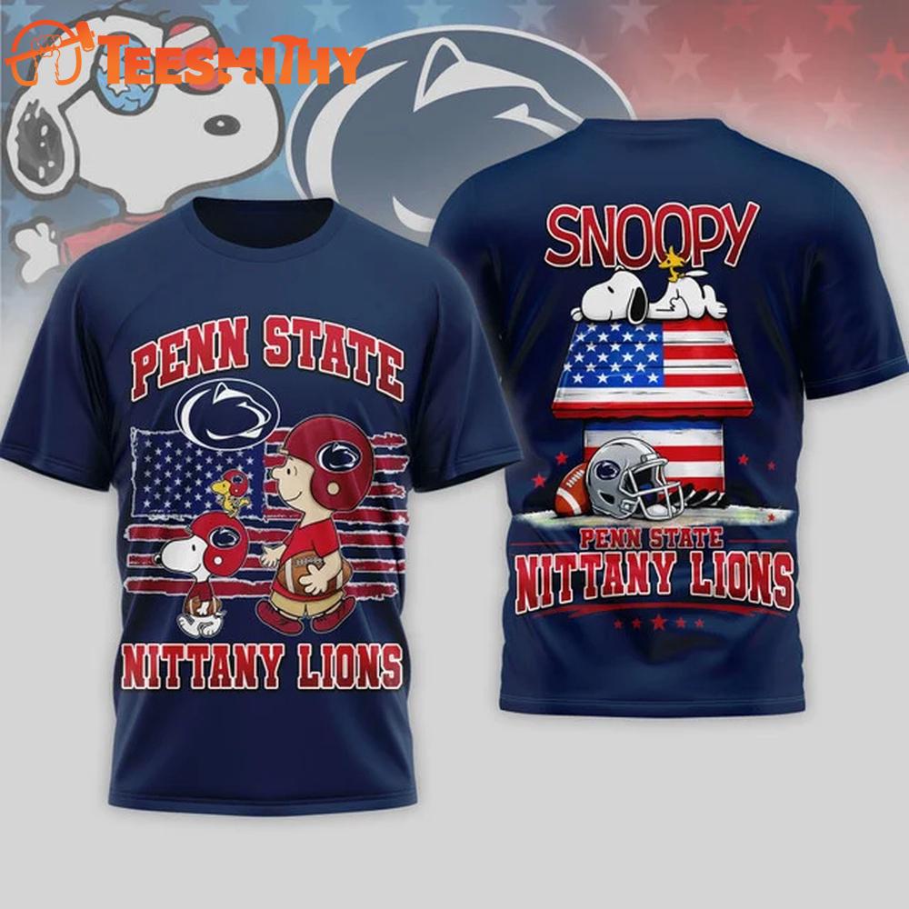 Penn State Nittany Lions NCAA America 250 with Snoopy 3D T Shirt