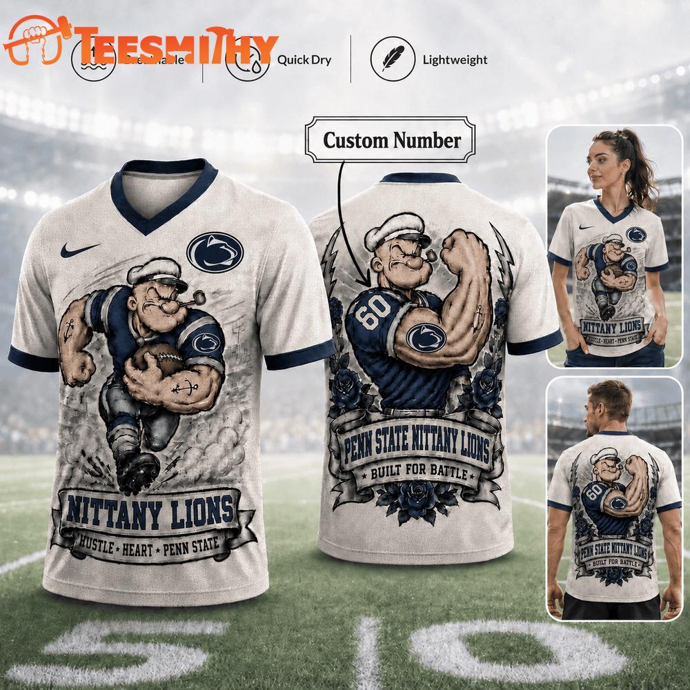 Penn State Nittany Lions NCAA Popeye Vintage Tattoo Football Jersey