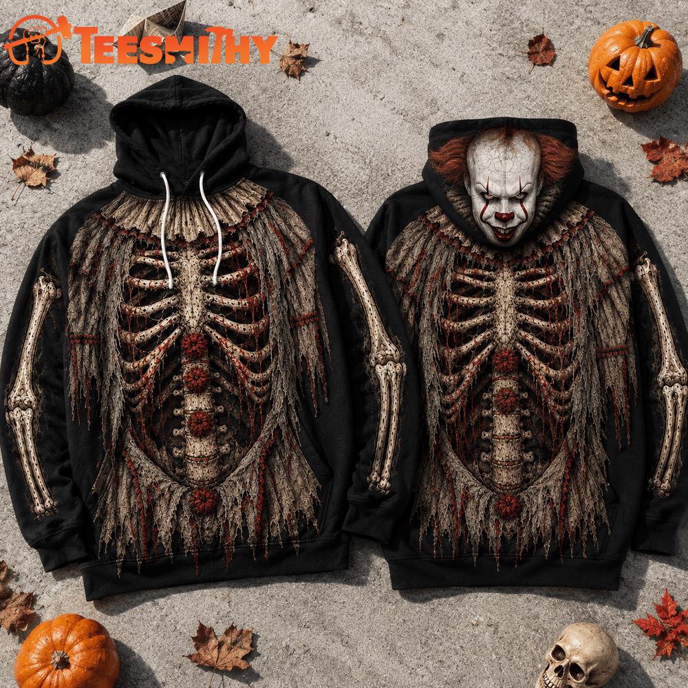 Pennywise IT Clown Skeleton Graphic Halloween 2026 Hoodie