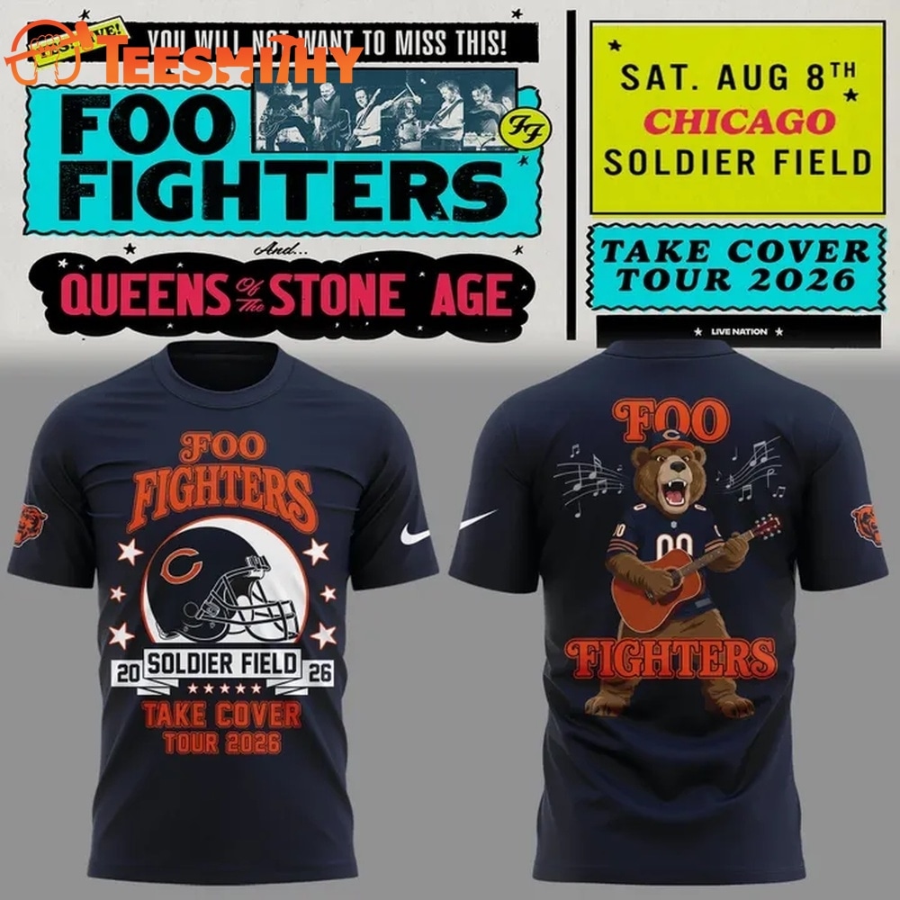 Perfect Shirt Foo Fighters x Chicago Bears, Take Cover Tour 2026 T Shirt