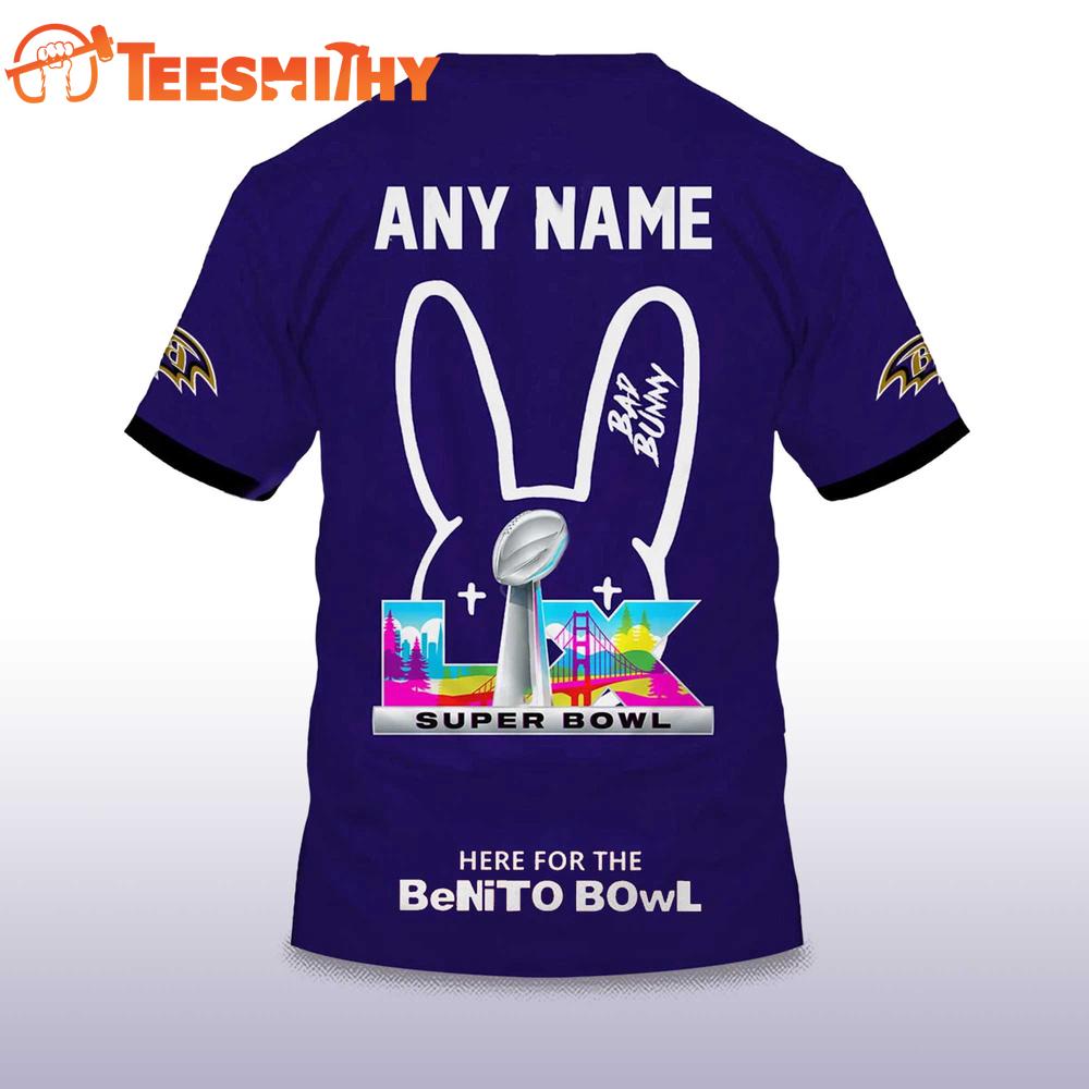 Personalized Baltimore Ravens NFL Bad Bunny 2026 Super Bowl LX Limited Edition 3D Shirt