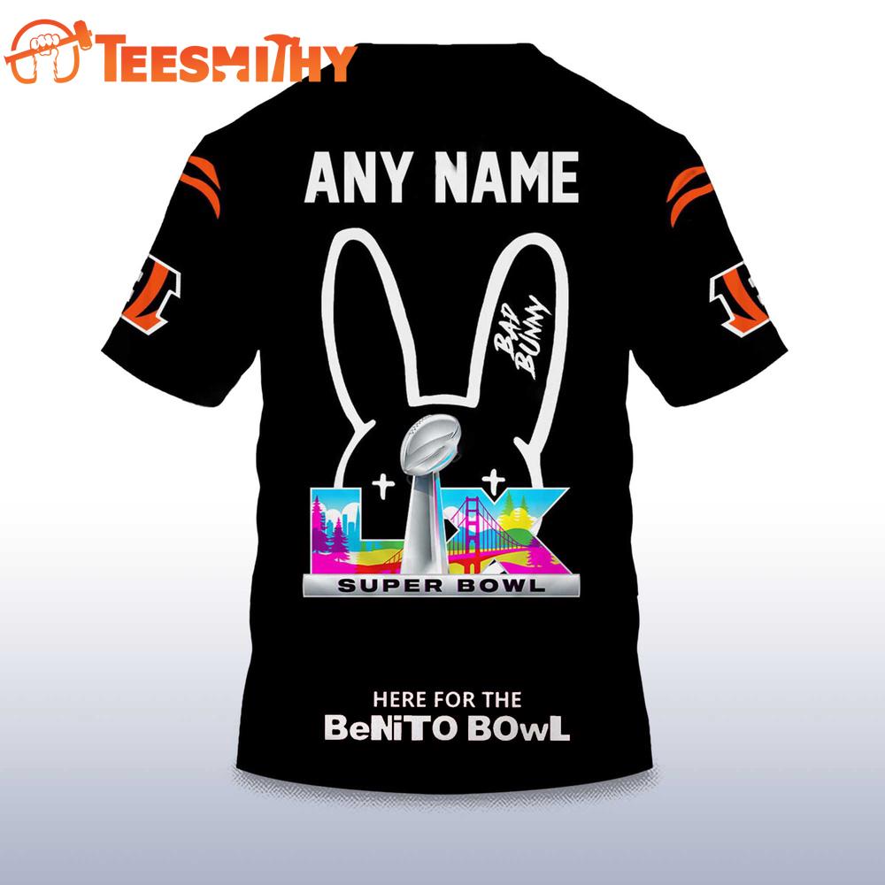 Personalized Cincinnati Bengals NFL Bad Bunny 2026 Super Bowl LX Limited Edition 3D Shirt