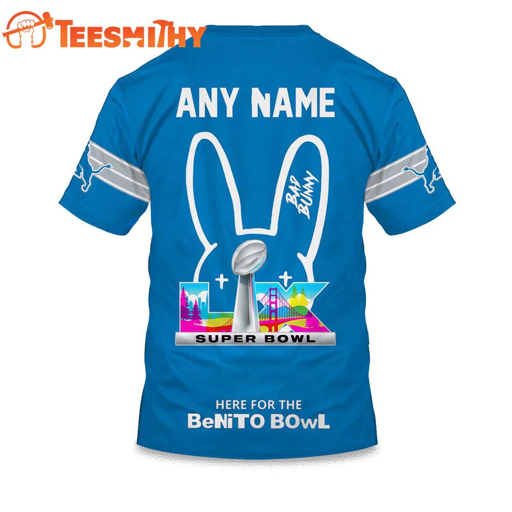 Personalized Detroit Lions NFL Bad Bunny 2026 Super Bowl LX Limited Edition 3D Shirt