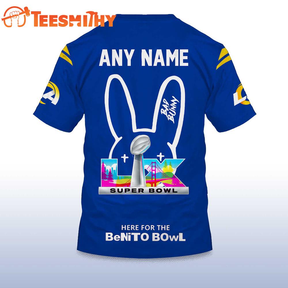 Personalized Los Angeles Rams NFL Bad Bunny 2026 Super Bowl LX Limited Edition 3D Shirt