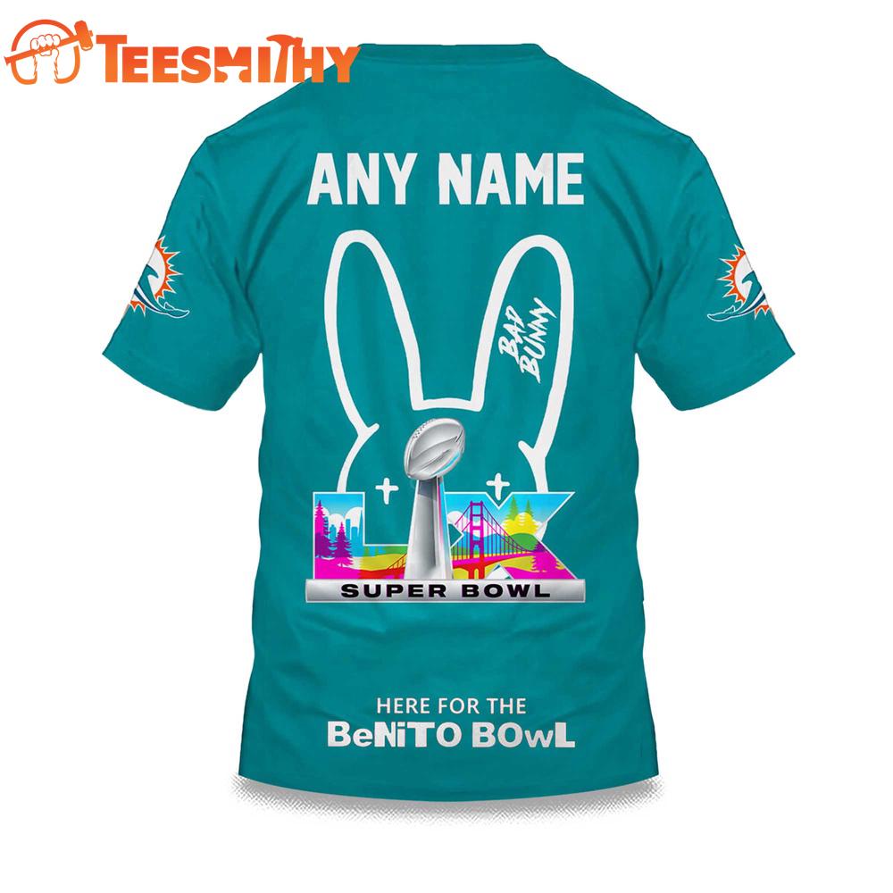Personalized Miami Dolphins NFL Bad Bunny 2026 Super Bowl LX Limited Edition 3D Shirt