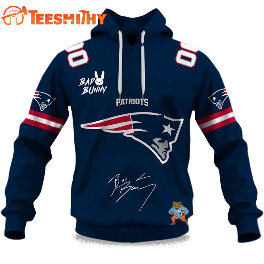 Personalized New England Patriots NFL Bad Bunny Super Bowl LX 2025 2026 Hoodie Shirt