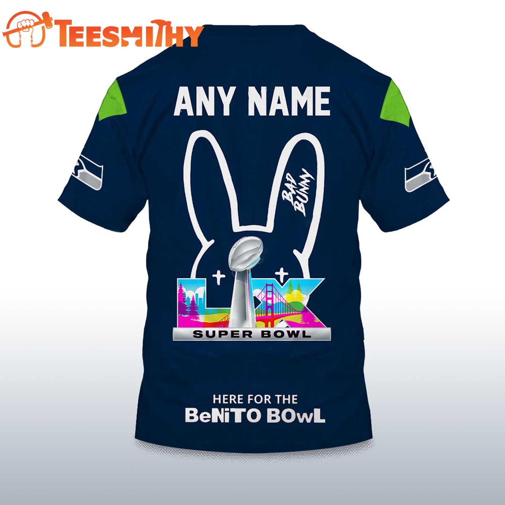 Personalized Seattle Seahawks NFL Bad Bunny 2026 Super Bowl LX Limited Edition 3D Shirt