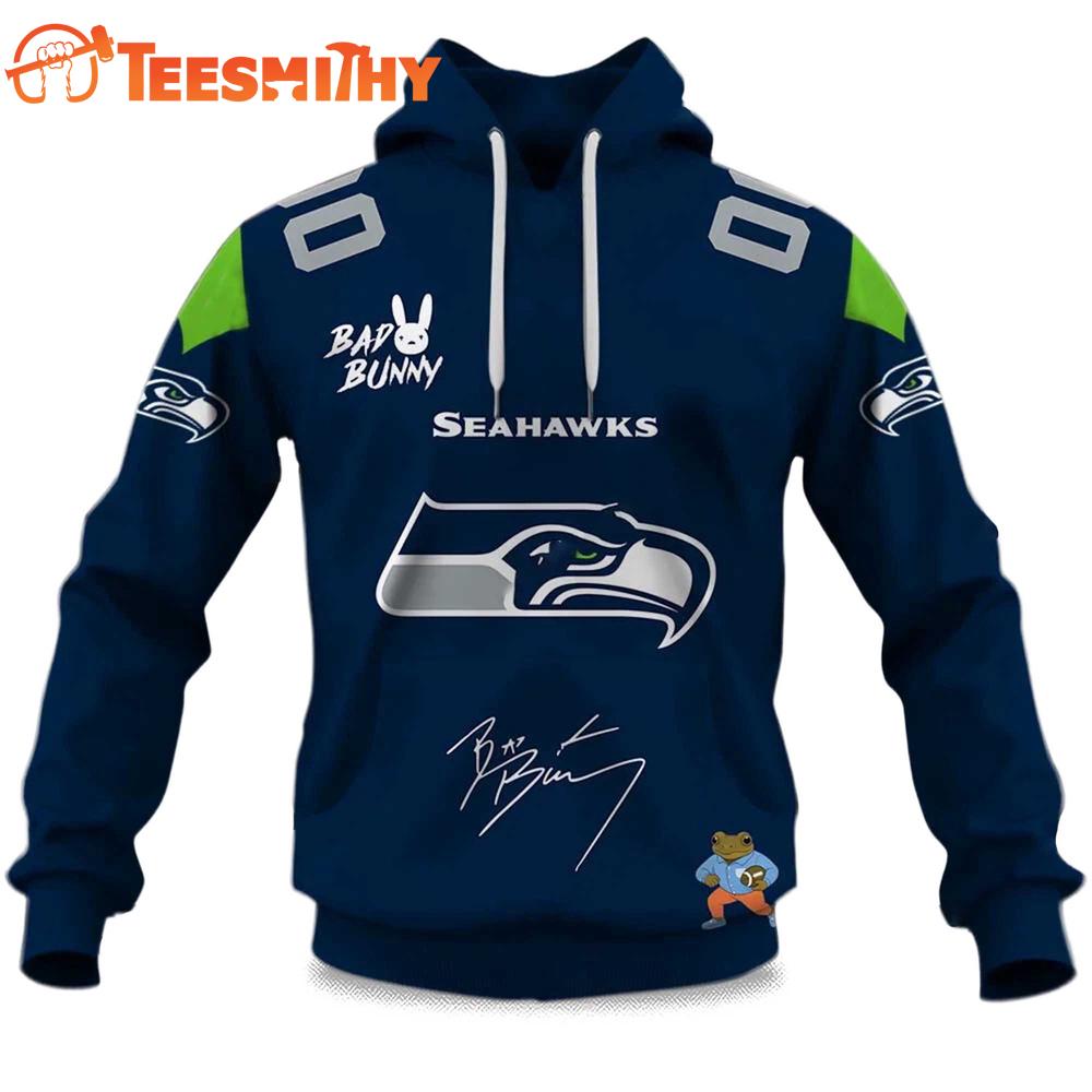 Personalized Seattle Seahawks NFL Bad Bunny Super Bowl LX 2025 2026 Hoodie Shirt
