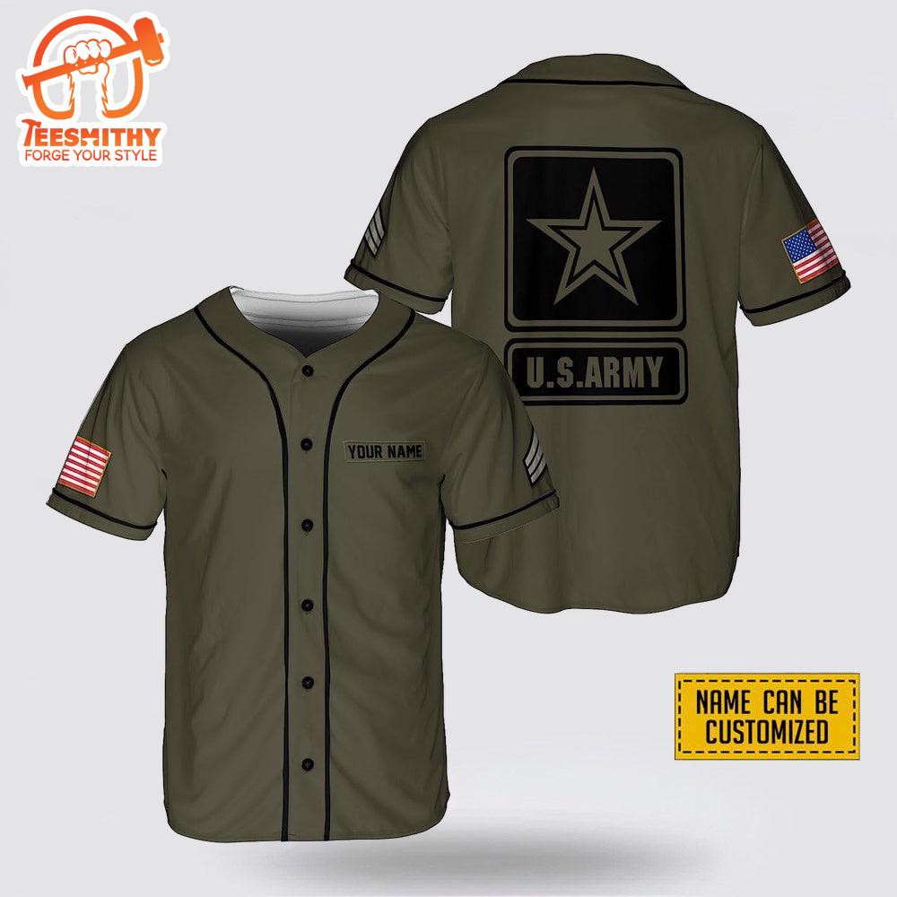 Personalized US Army Rank Veteran Baseball Jersey