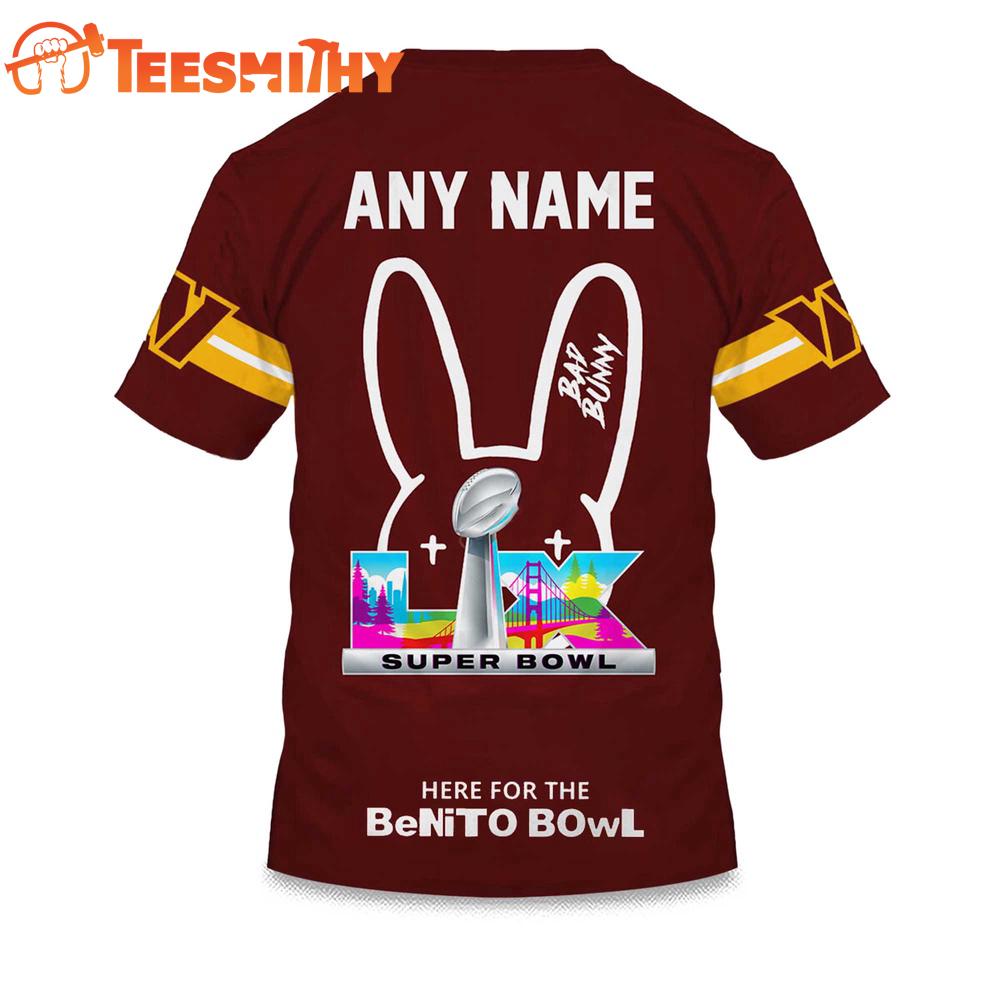 Personalized Washington Commanders NFL Bad Bunny 2026 Super Bowl LX Limited Edition 3D Shirt