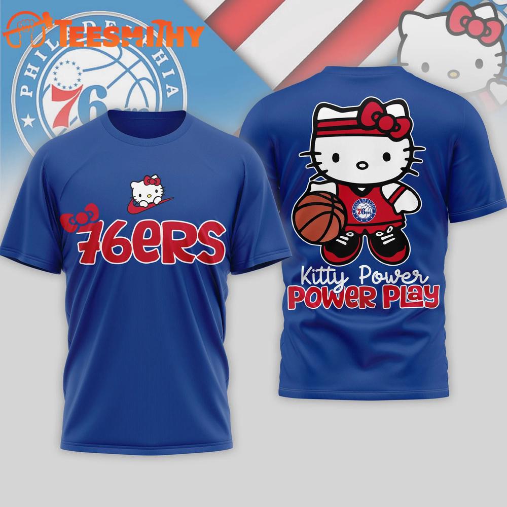 Philadelphia 76ers 2026 NBA Hello Kitty Power Play 3D T Shirt