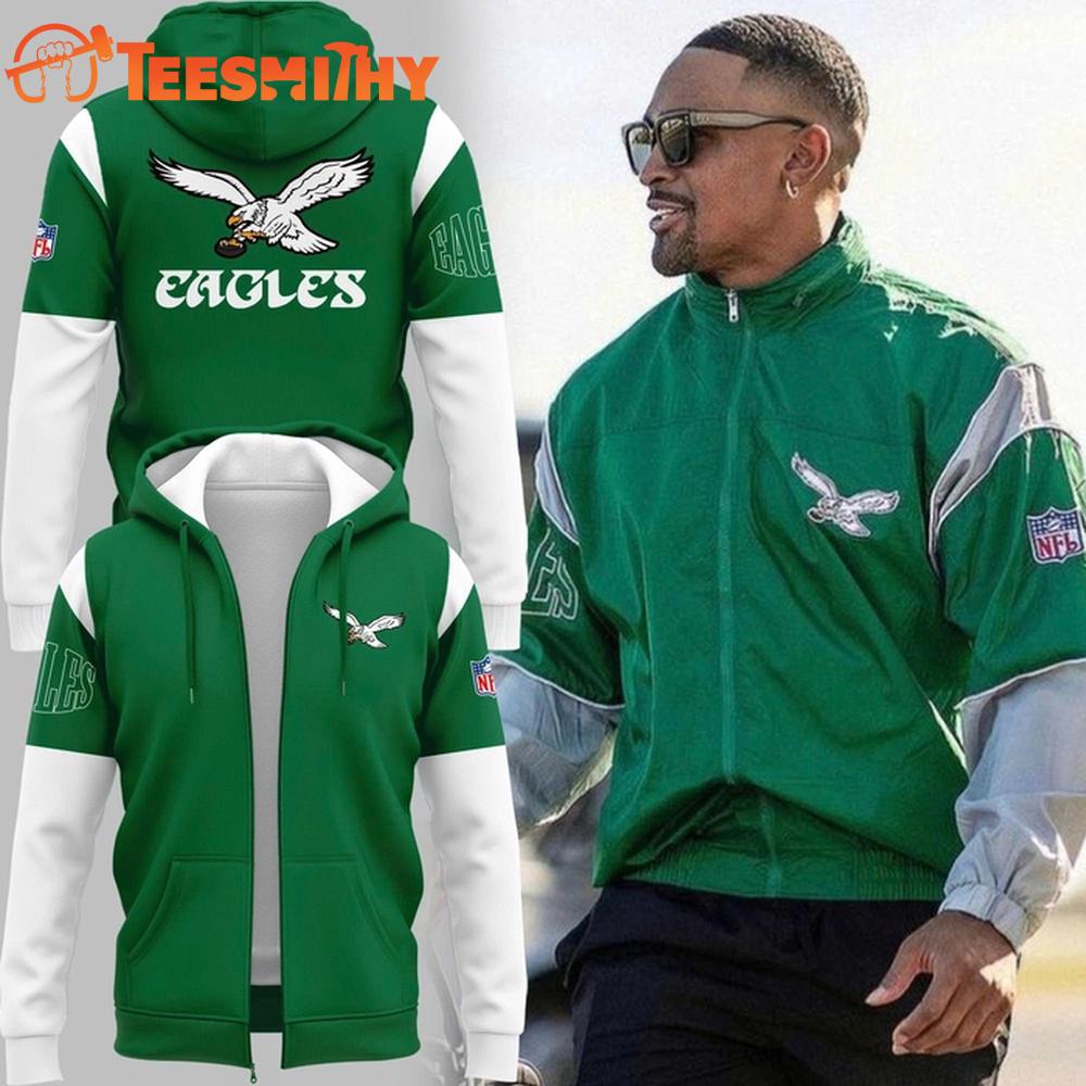 Philadelphia Eagles 2025 Kelly Green Zipper Hoodie Shirt Philadelphia Eagles 2025 Kelly Green Zipper Hoodie Shirt