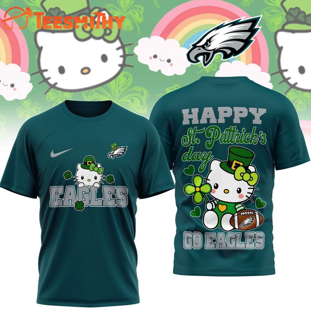 Philadelphia Eagles 2026 NFL Hello Kitty St. Pattrick's Day Special New 3D Shirt