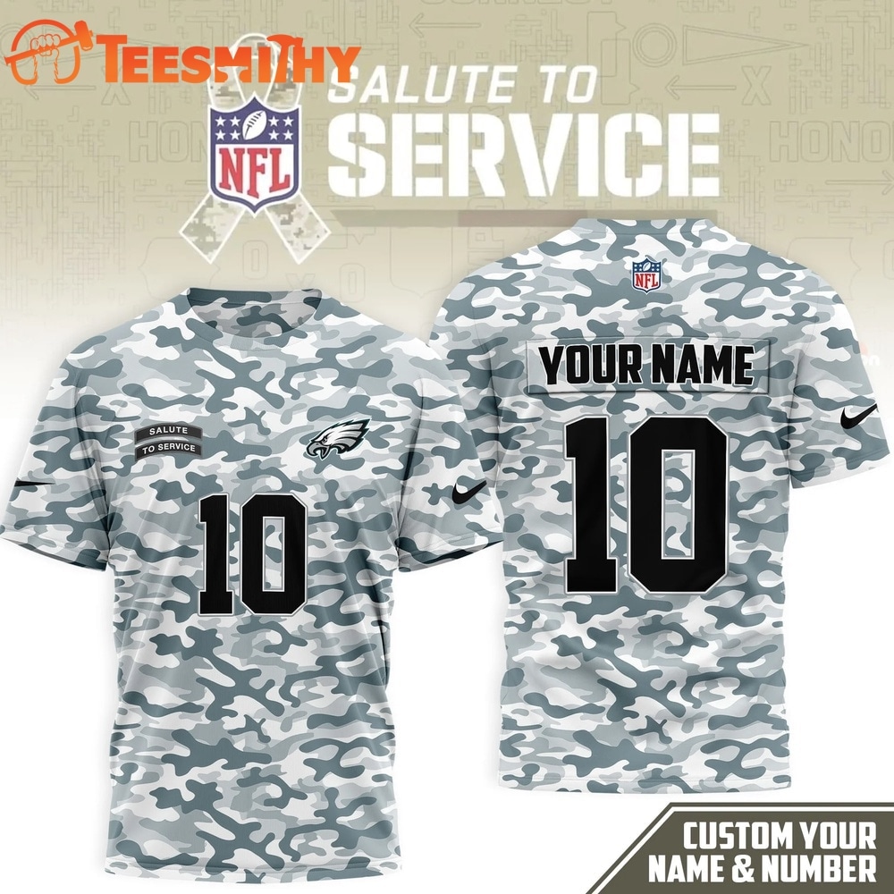 Philadelphia Eagles 2026 NFL Salute to Service Camo New Design 3D Shirt