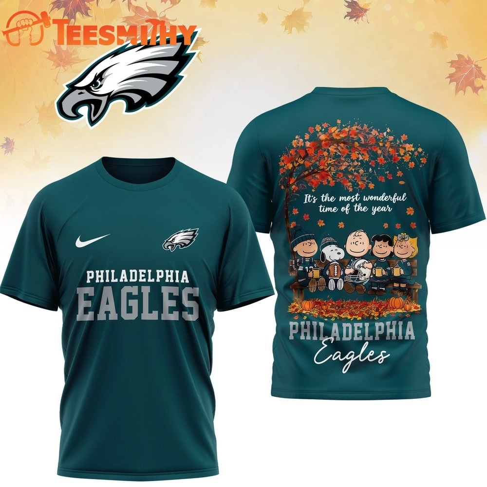 Philadelphia Eagles 2026 NFL Snoopy Peanut It's the Most Wonderful Time of the Year 3D Shirt