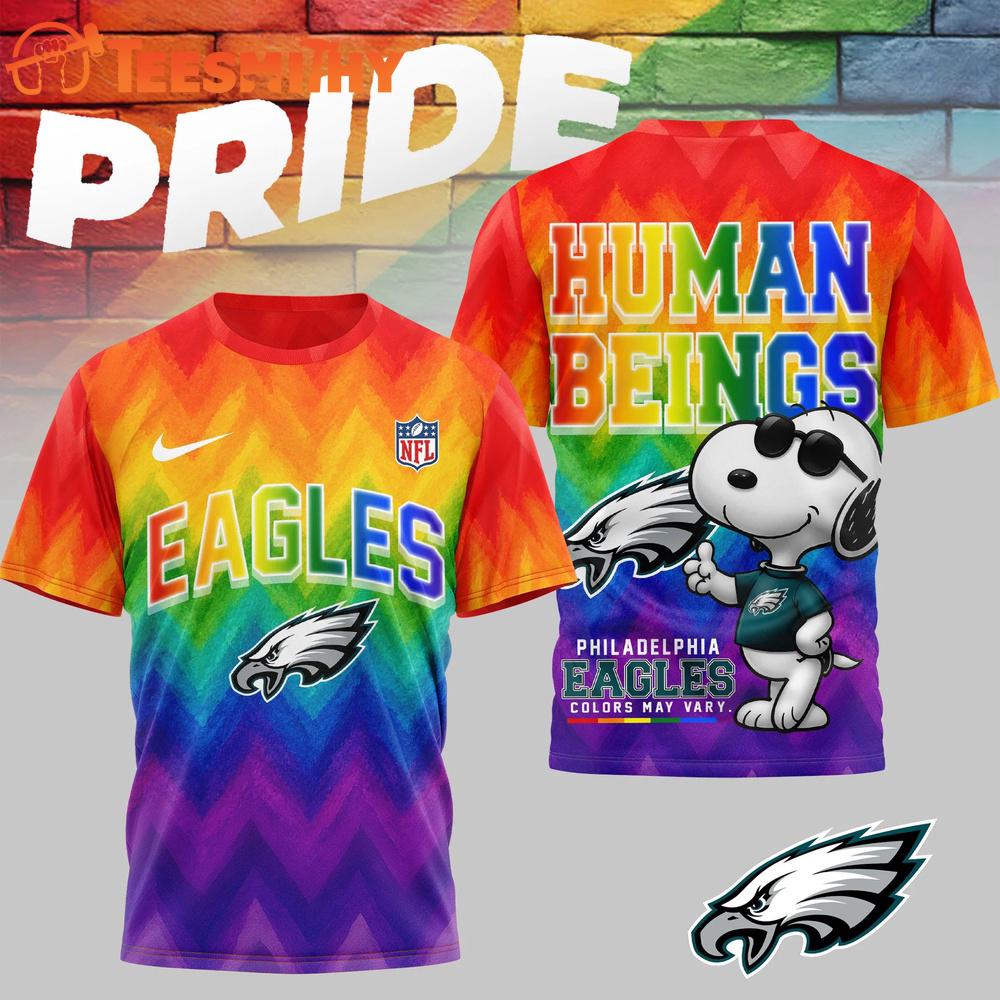 Philadelphia Eagles 2026 NFL Snoopy Rainbow Pride Limited 3D Shirt