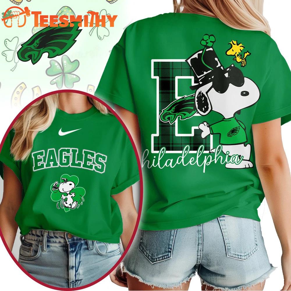 Philadelphia Eagles 2026 NFL Snoopy St. Patricks Day Unisex 3D Shirt