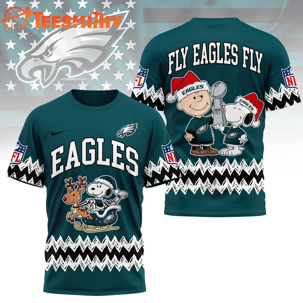 Philadelphia Eagles 2026 NFL Snoopy Super Bowl Holiday Limited 3D Shirt
